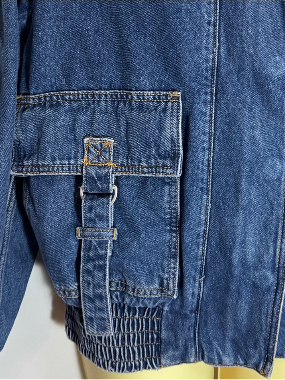 Anthropologie Pilcro Utility Denim Bomber Jacket Oversized Women’s XS NWT - Picture 5 of 15